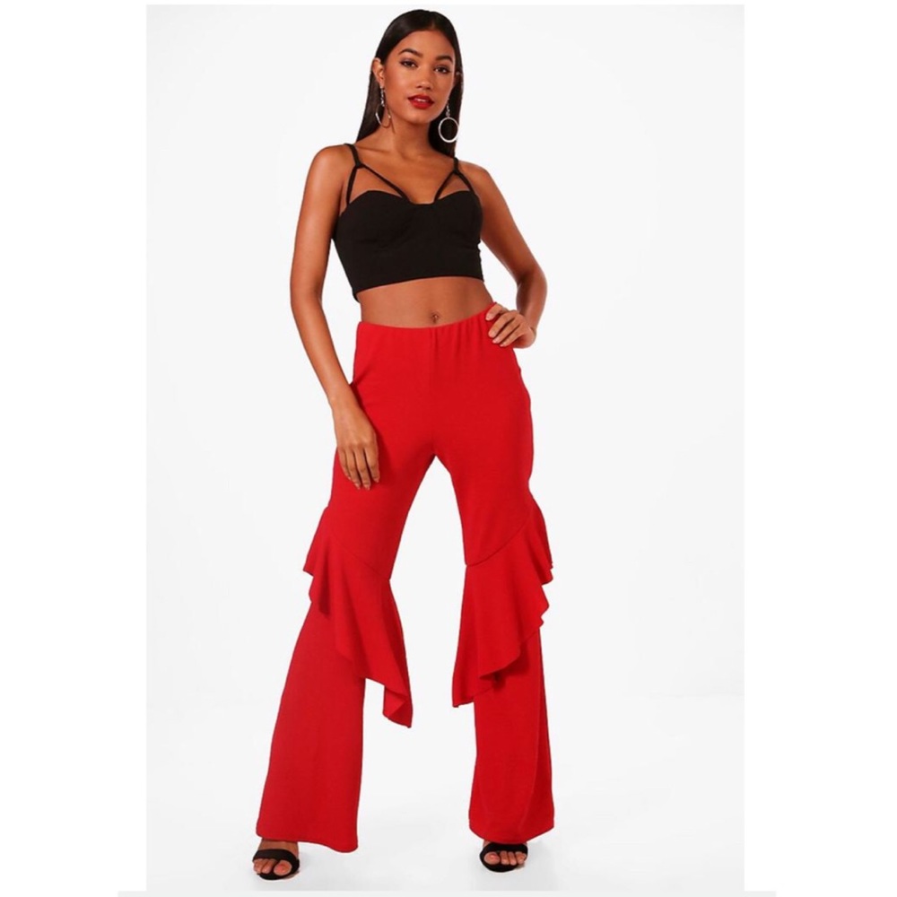 Pre-Loved Red Tiered Frill Pants sz 10